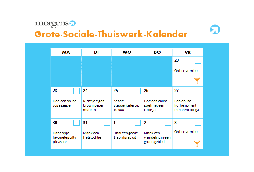 grote sociale thuiswerk kalender
